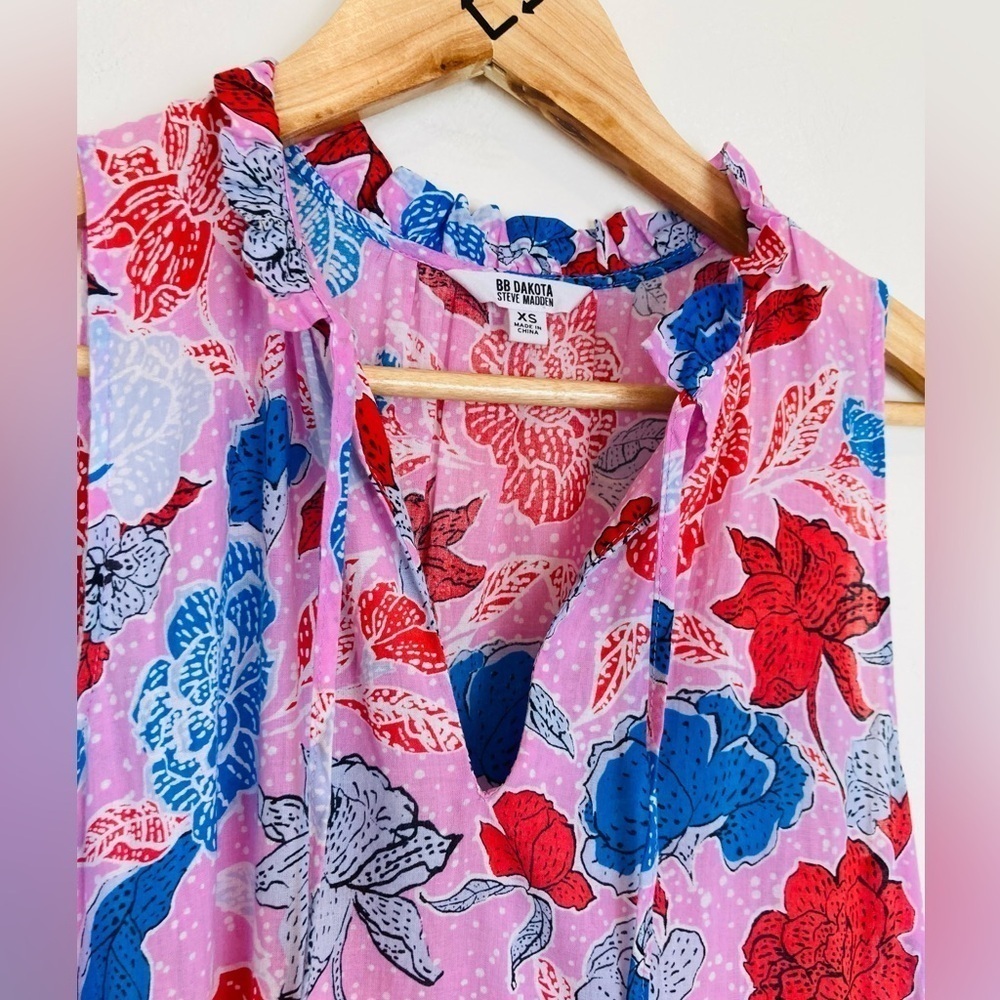 BB Dakota Steve Madden cotton floral maxi dress in pink floral. Size XS - Picture 5 of 8